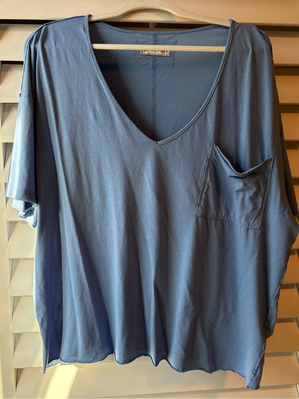 We The Free Relaxed V-Neck Pocket Tee - Dusty Blue